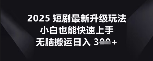 2025短剧最新升级玩法，小白也能快速上手，无脑搬运日入3张-84w24