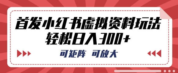 首发小红书虚拟资料玩法，可矩阵，可放大，轻松日入3张-84w24