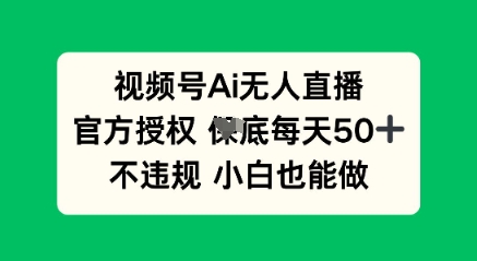 视频号AI无人直播，官方授权  每天50+，不违规 小白也能做-84w24