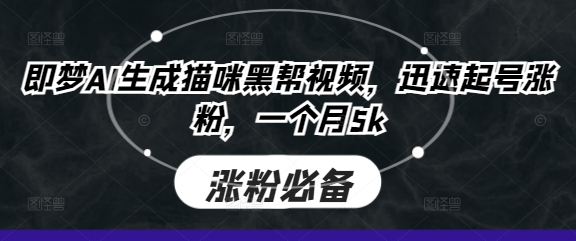 即梦AI生成猫咪黑帮视频，迅速起号涨粉，一个月5k-84w24