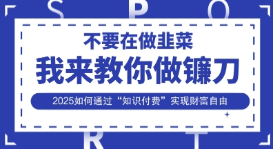 韭菜生涯终结者,我来教你做镰刀,2025如何通过“知识付费”实现财F自由【揭秘】-84w24