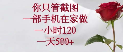 你只管截图，一部手机在家操作，一小时120.一天5张【揭秘】-84w24